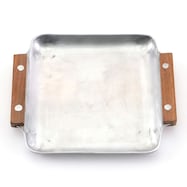 ノスタルジックな木の持ち手のアルミ ミニトレー