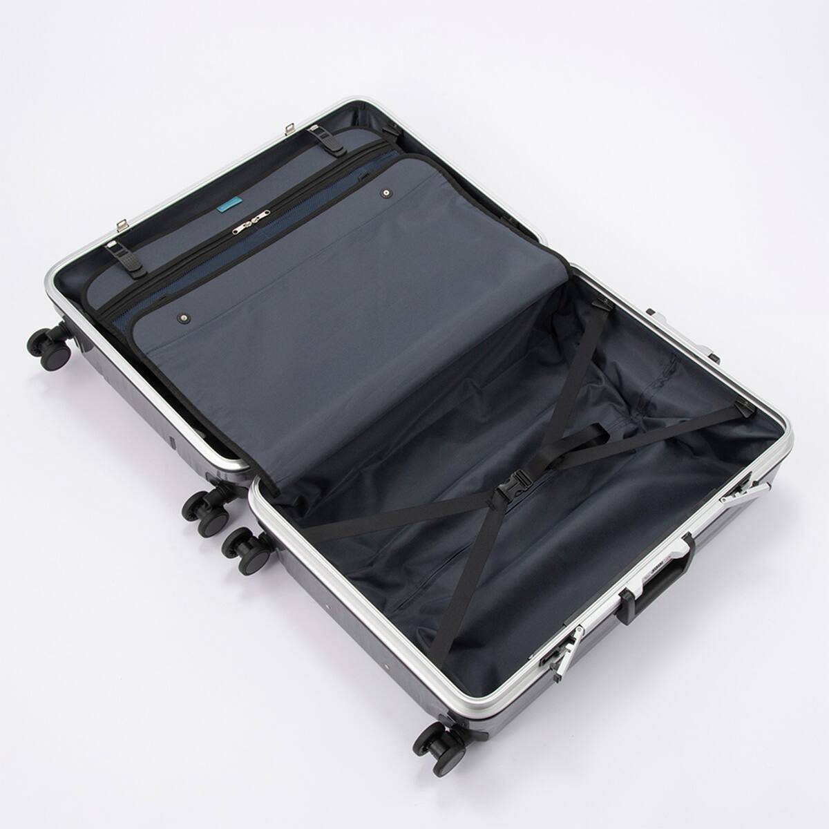 ACE ストッパー付フレームタイプ スーツケース75L(ヘアラインブラック