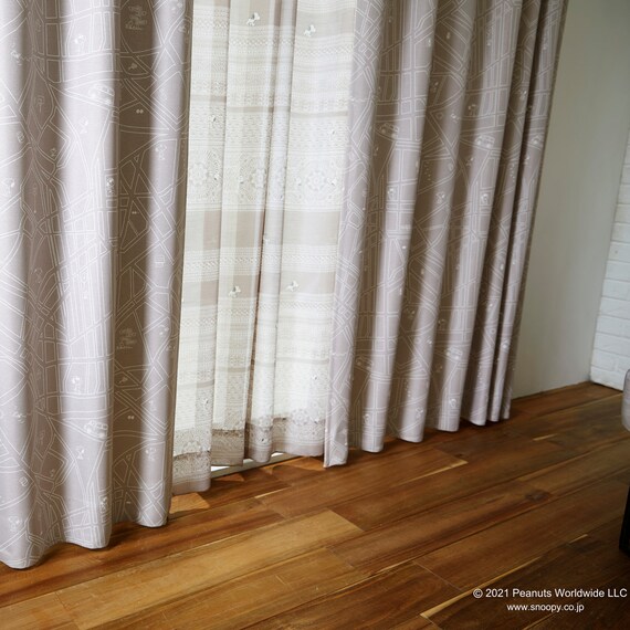 (1枚入り)スヌーピーカーテン シティースケープ 100X135 GY 2枚目画像