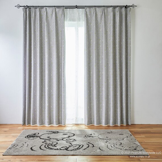 (1枚入り)スヌーピーカーテン ボウタイ 100X135 GY 1枚目画像