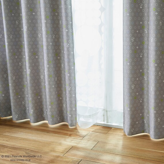(1枚入り)スヌーピーカーテン ボウタイ 100X135 GY 2枚目画像