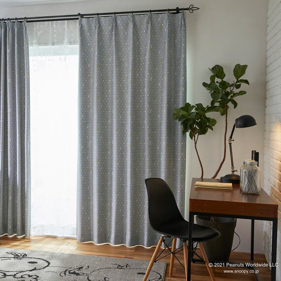 (1枚入り)スヌーピーカーテン ボウタイ 100X135 GY 3枚目画像