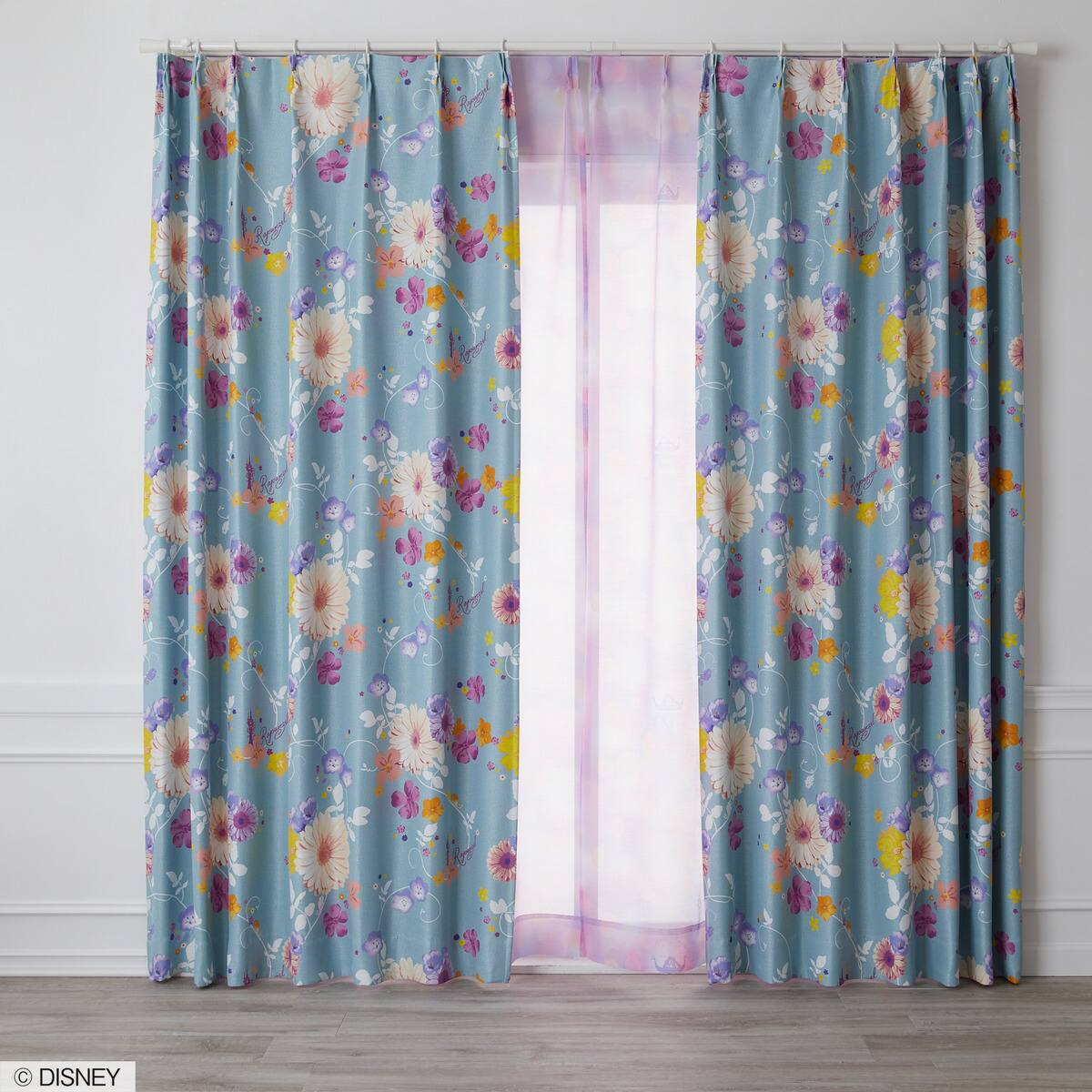 Rosalita+ 花柄カーテン 150x250cm 1枚入り）ディズニーカーテン プリンセスタングルド 100X135 BL