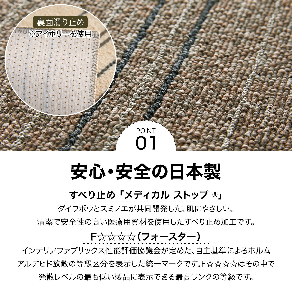 洗える軽量ラグ ワイヤーライン(BR170X220) | ニトリネット【公式