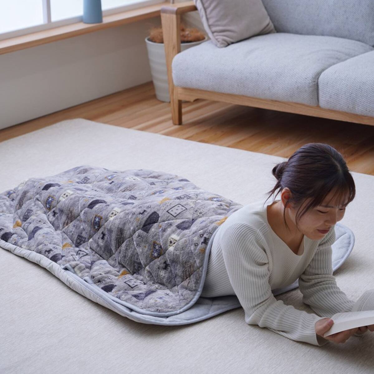 こたつのように暖かい ポケットこたつ 90×120cm (カルド/グレー