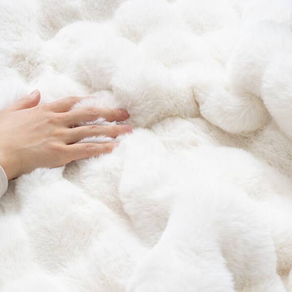 もこもこ ラビットファー調こたつ布団 180×225cm楕円形 4枚目画像