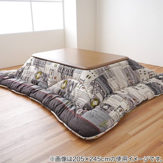 【日本製】ふっくら 綿100%こたつ厚掛ふとん 正方形(アムル/グレー) 1枚目画像