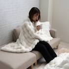 もこもこ ラビットファー調2枚合わせブランケット 100×140cm 1枚目画像