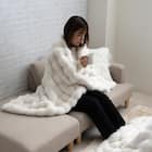 もこもこ ラビットファー調2枚合わせブランケット 100×140cm 1枚目画像