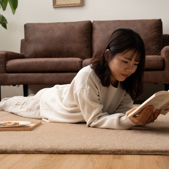 フェイクファーラグ 90×180cm (ファリー/ベージュ) 2枚目画像