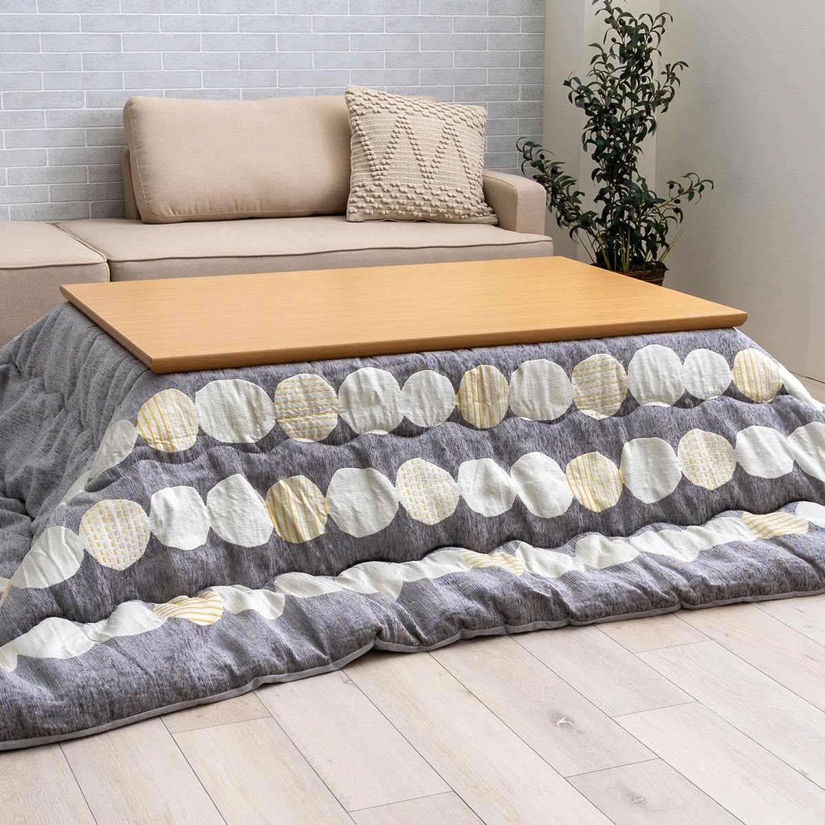 日本製】ジャガードこたつ掛ふとん 正方形(メロ/グレー) | ニトリ