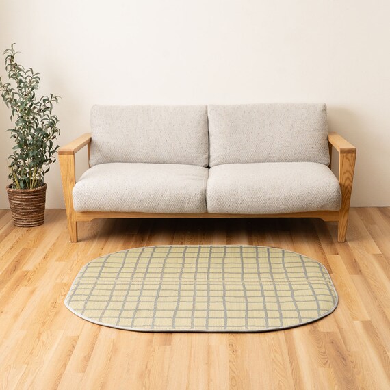 楕円マット チェッケ(120X120 グレー) 1枚目画像