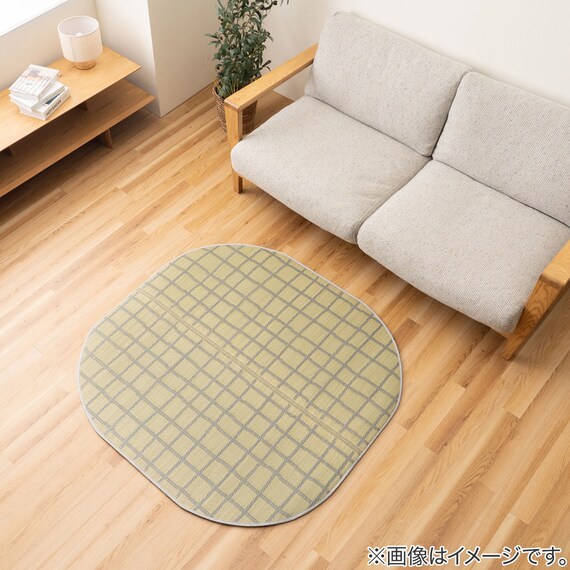 楕円マット チェッケ(120X120 グレー) 2枚目画像