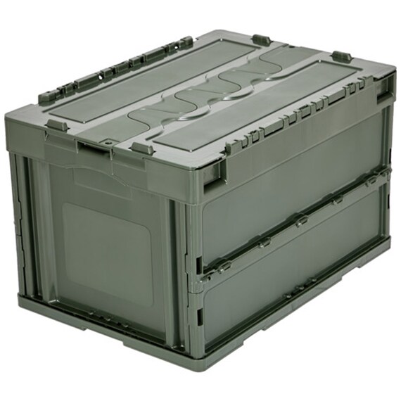 TRUSCO オリコン 蓋つき折りたたみコンテナ 50L(オリーブドラブ) 1枚目画像