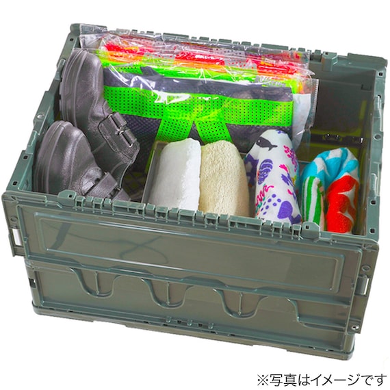 TRUSCO オリコン 蓋つき折りたたみコンテナ 50L(オリーブドラブ) 5枚目画像