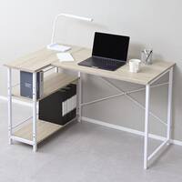 ラック付きL字デスク (ホワイト)