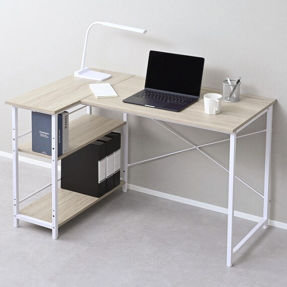 ラック付きL字デスク (ホワイト) 1枚目画像