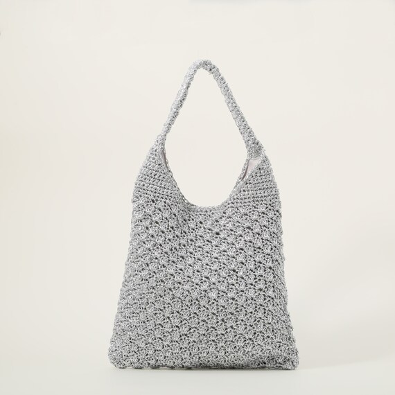 メタリック透かし編みバッグ (91012) 2枚目画像