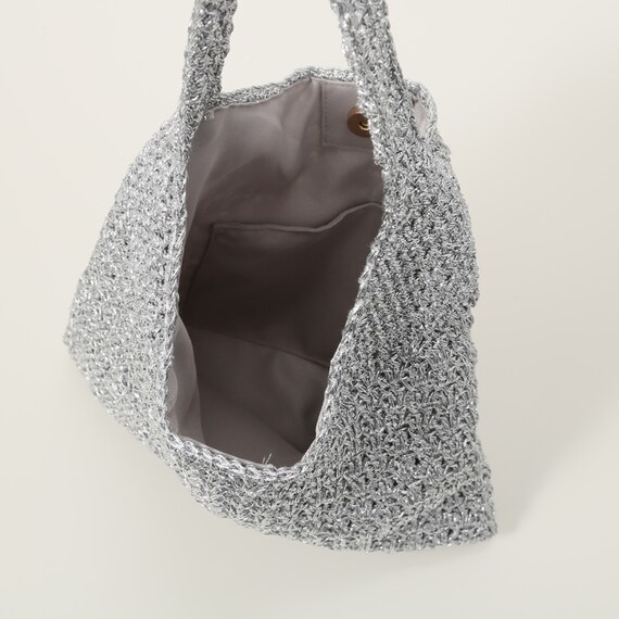 メタリック透かし編みバッグ (91012) 5枚目画像