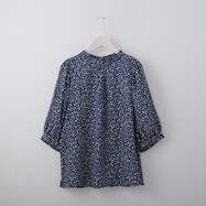 単色幾何フラワープリントブラウス (51024)