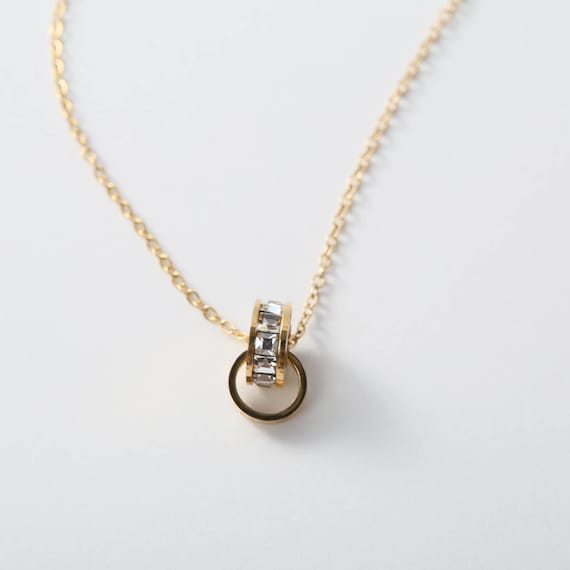 ステンレスミニリングネックレス (91025) 2枚目画像