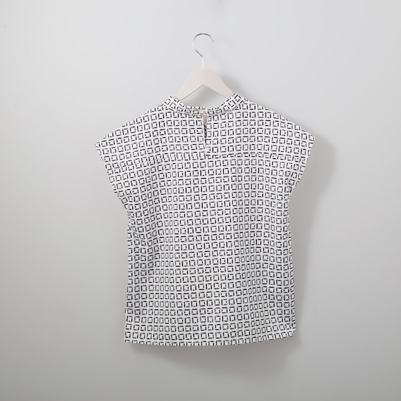 ボウタイジオメトリック柄ブラウス (51038) 2枚目画像