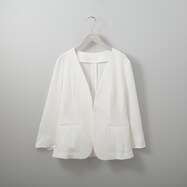 【N+商品】麻調ストレッチノーカラージャケット　(11017)