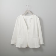 麻調ストレッチノーカラージャケット (11017)