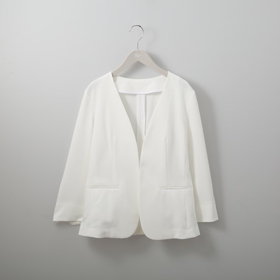 麻調ストレッチノーカラージャケット (11017) 1枚目画像