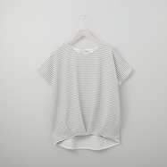 バンブー接触冷感ボーダー裾タックプルオーバー (61032)