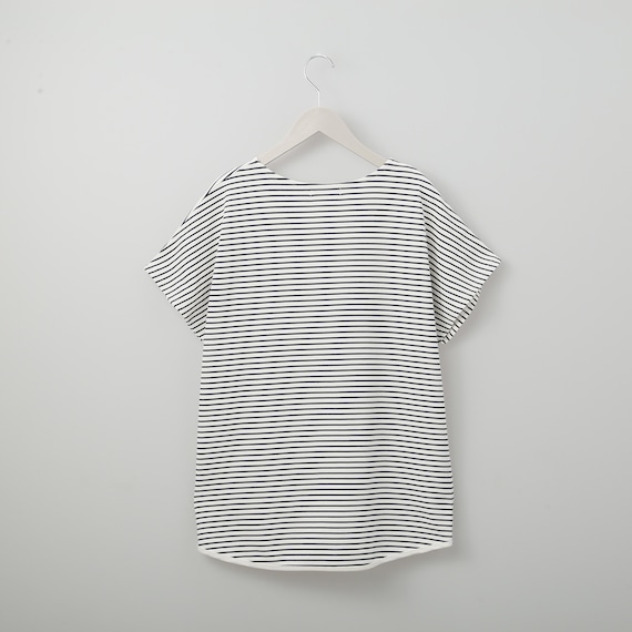 バンブー接触冷感ボーダー裾タックプルオーバー (61032) 2枚目画像