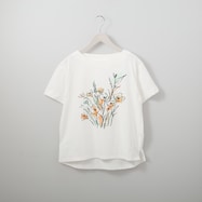 ラフタッチプリントボートネックTシャツ (61033)