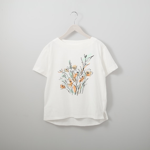 ラフタッチプリントボートネックTシャツ (61033) 1枚目画像