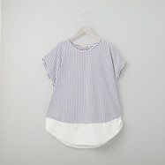 ストライプ異素材レイヤード見えプルオーバー (61036)