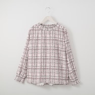 ツイード柄シャーリングブラウス (52104)