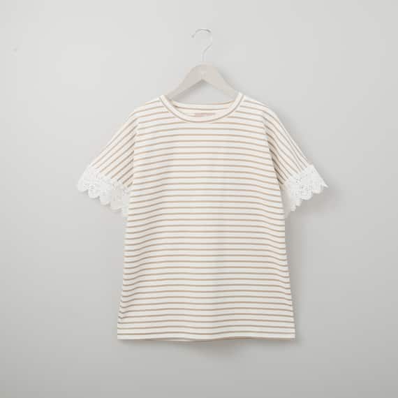 袖レースボーダープルオーバー (61038) 1枚目画像