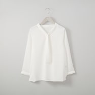 パール調釦ボウタイブラウス (52115)