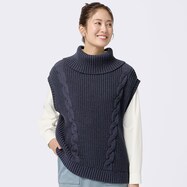【N+商品】ネック２ｗａｙケーブル編みベスト　(72103)