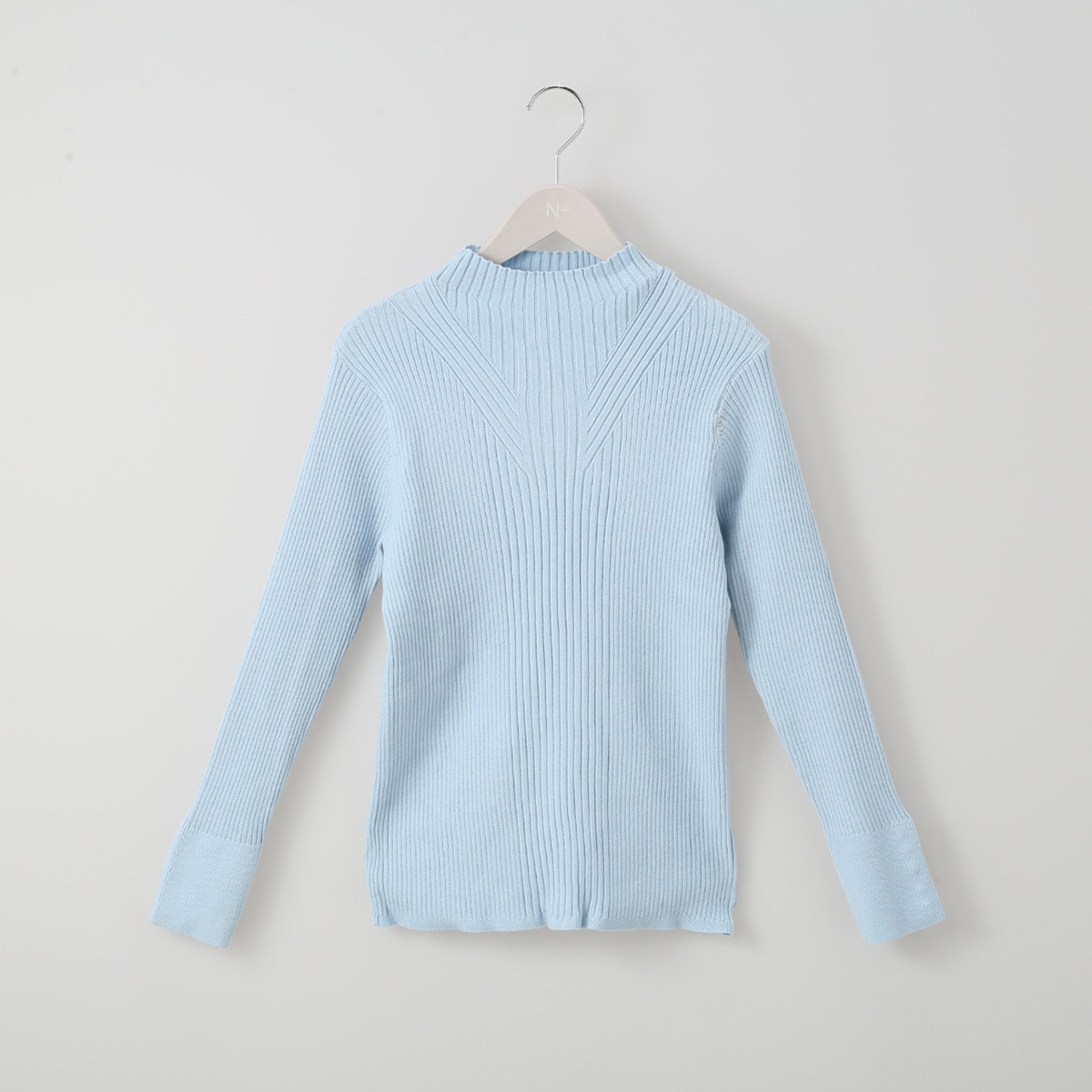 カシミヤ100%❣️リブ襟水色ニットセーター新品未使用クローバー SHIPS any ニット セーター any:「手洗い可能」ミラノリブ スタンド
