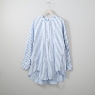 ストライプ裾ドロストシャツチュニック　(52101)