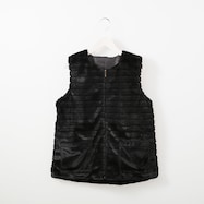 ポケット付きボーダーフェイクファーベスト (12113)