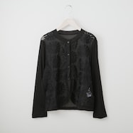 花柄刺繍裾ラウンドカーディガン (82109)