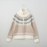 ハーフジップ求心柄ニットプルオーバー　(72116)