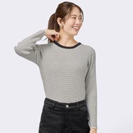 【N+商品】クルーネックボーダー柄リブニットプルオーバー　(62121)