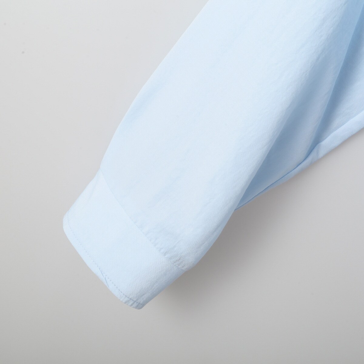 45R 手織りカディコットンのチュニックシャツ　ピンタック ピンタックバンドカラーチュニックシャツ Sサイズ (53105