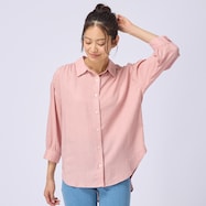 麻混フロントギャザーシャツ (53109)