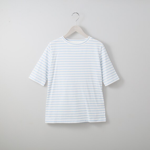 ベーシックボーダーボートネック５分袖Ｔシャツ　(63112) 1枚目画像