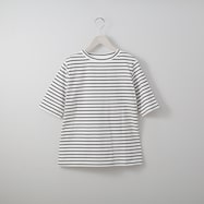 ベーシックボーダーボートネック5分袖Tシャツ (63112)