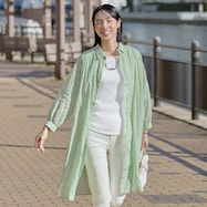 シアーストライプ羽織りブラウス (53106)