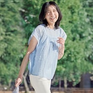 シアーストライプフレア袖ブラウス (53107)